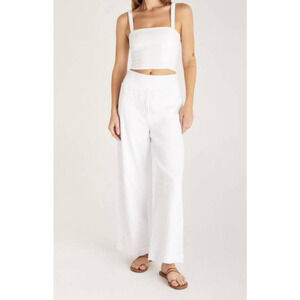 Z Supply Cabria Top L Cassidy Pant M White Gauze Beach Set Resortwear Travel